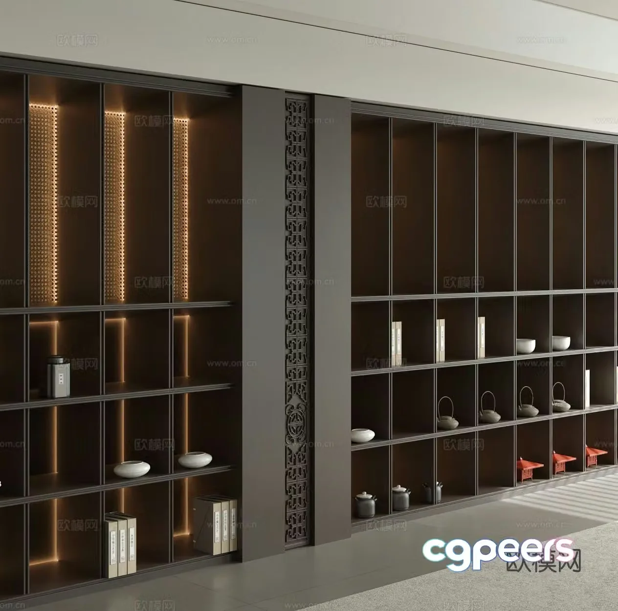 New Chinese style display cabinet tea cabinet decorative cabinet 3d model