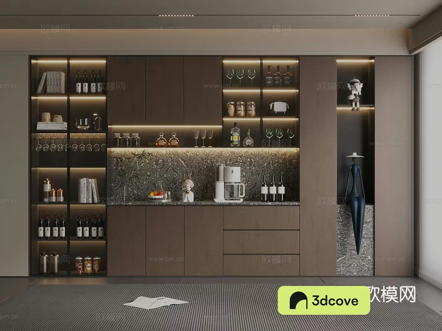 Middle style Italian wine cabinet sideboard wine cabinet shoe cabinet wine cabinet restaurant wine cabinet 3d model