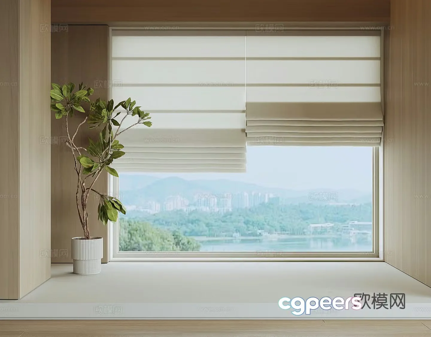 Modern fabric curtain 3d model