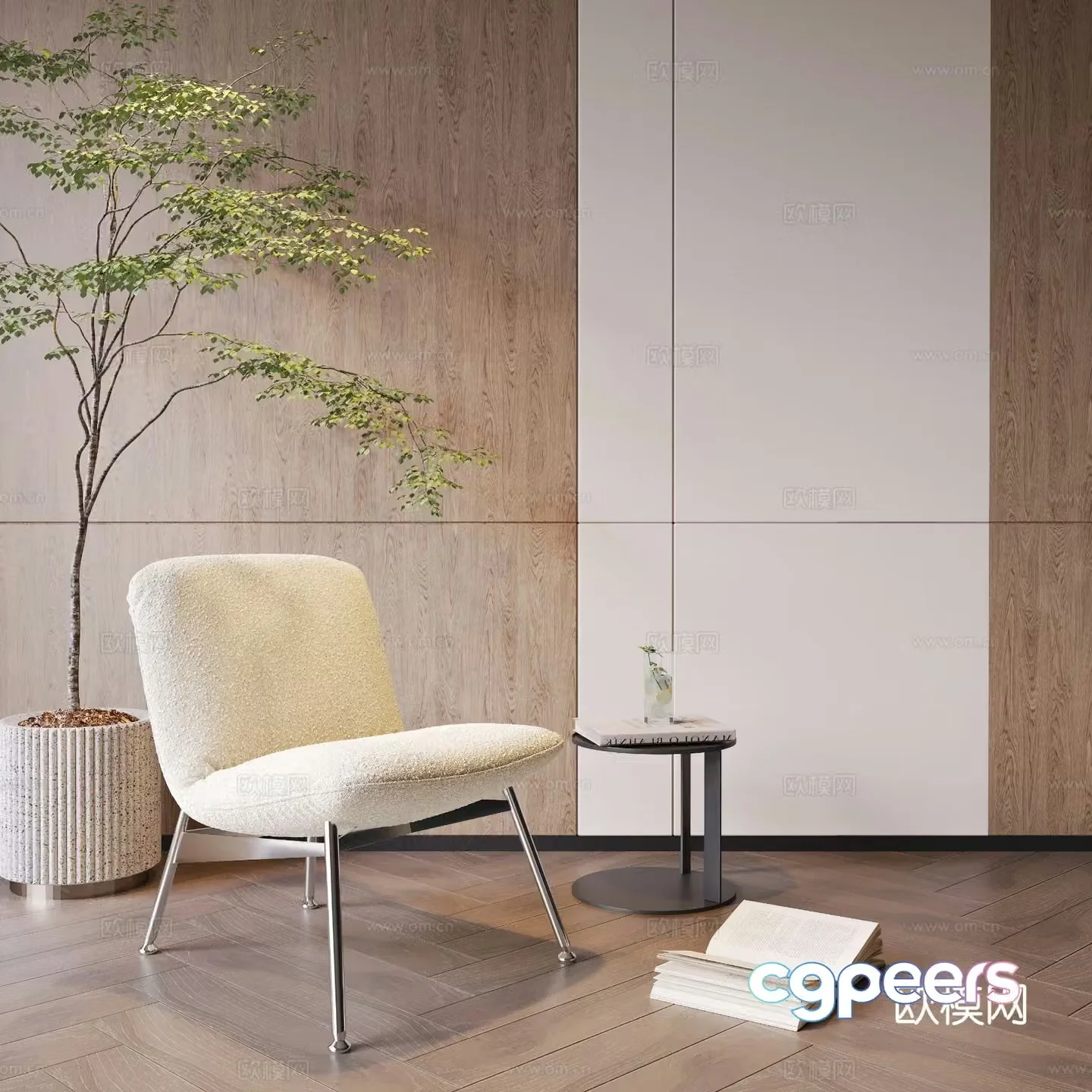 Cream style chair leisure chair 3d model