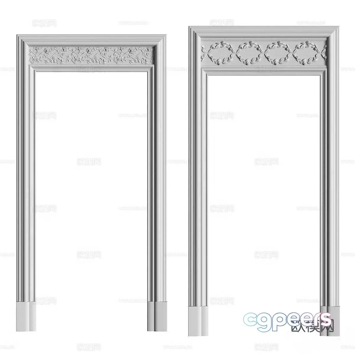 Modern French door frame 3D model