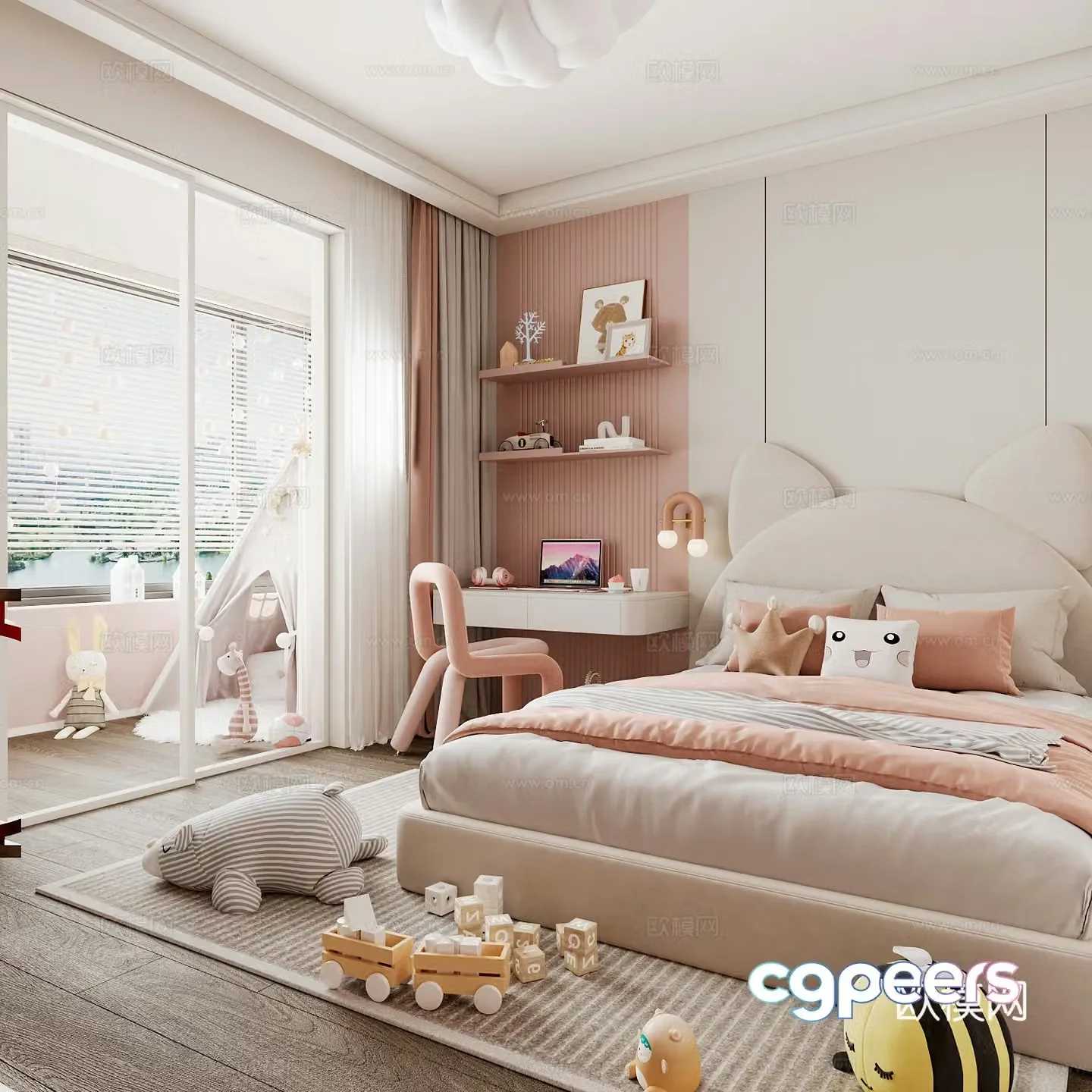 Modern children’s room boy’s room girl’s room children’s bed children’s wardrobe children’s desk 3d model