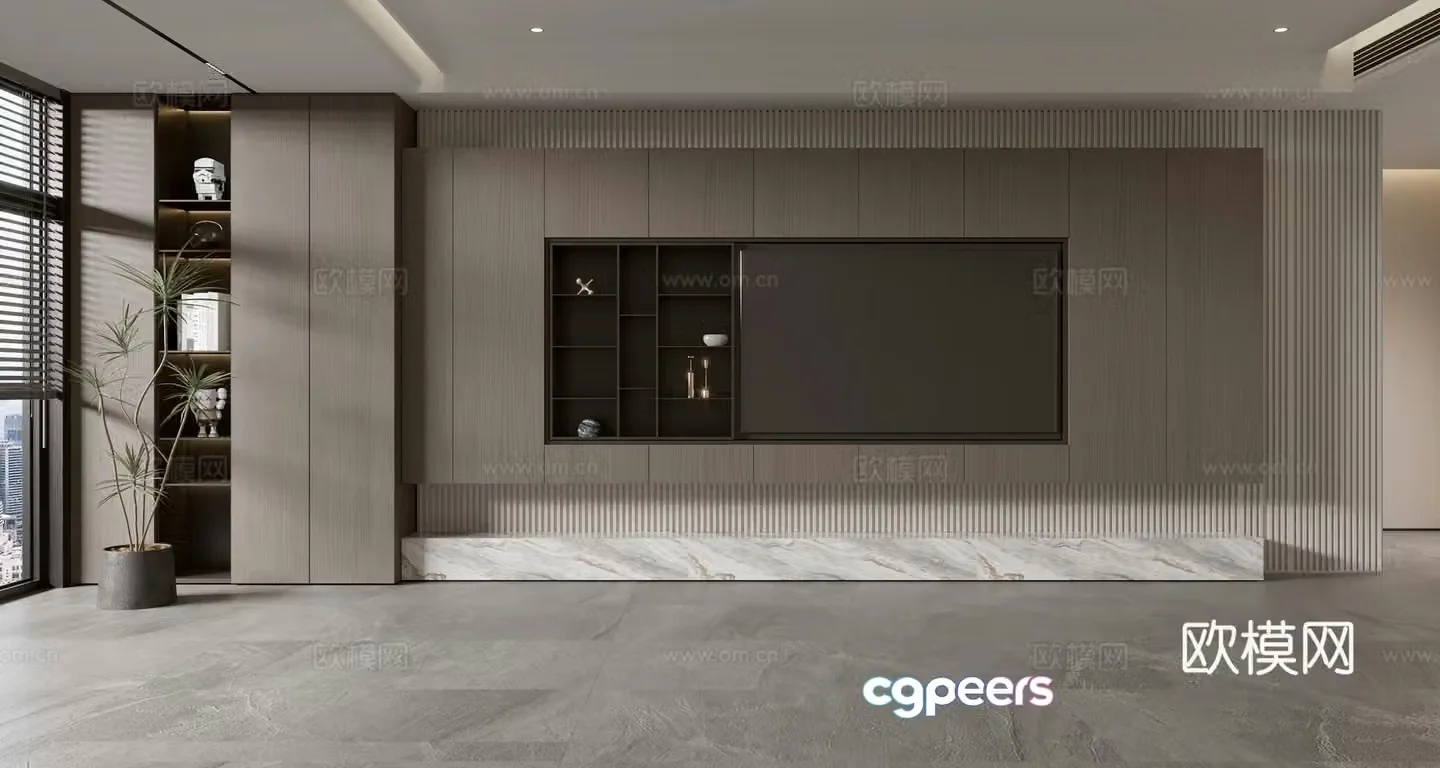 Modern TV background wall 3d model