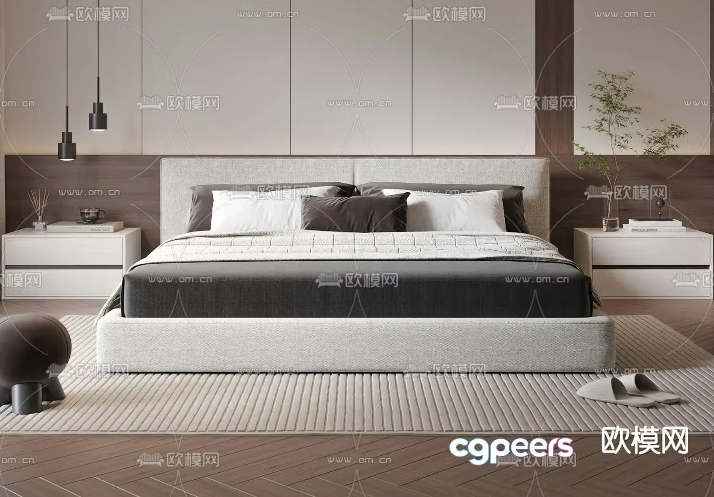 Modern double bed 3d model
