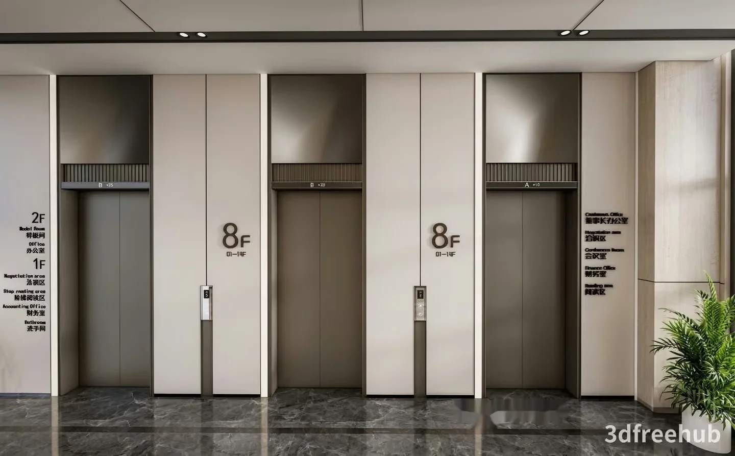 Modern Elevator Room 3D Model – 20887 – VRAY Render