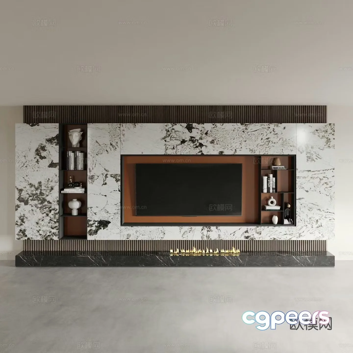 Modern integrated TV cabinet TV background wall TV background cabinet 3D model