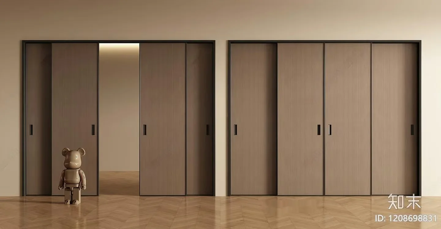Modern Brown Wardrobe 3D Model – 19051 – VRAY Render