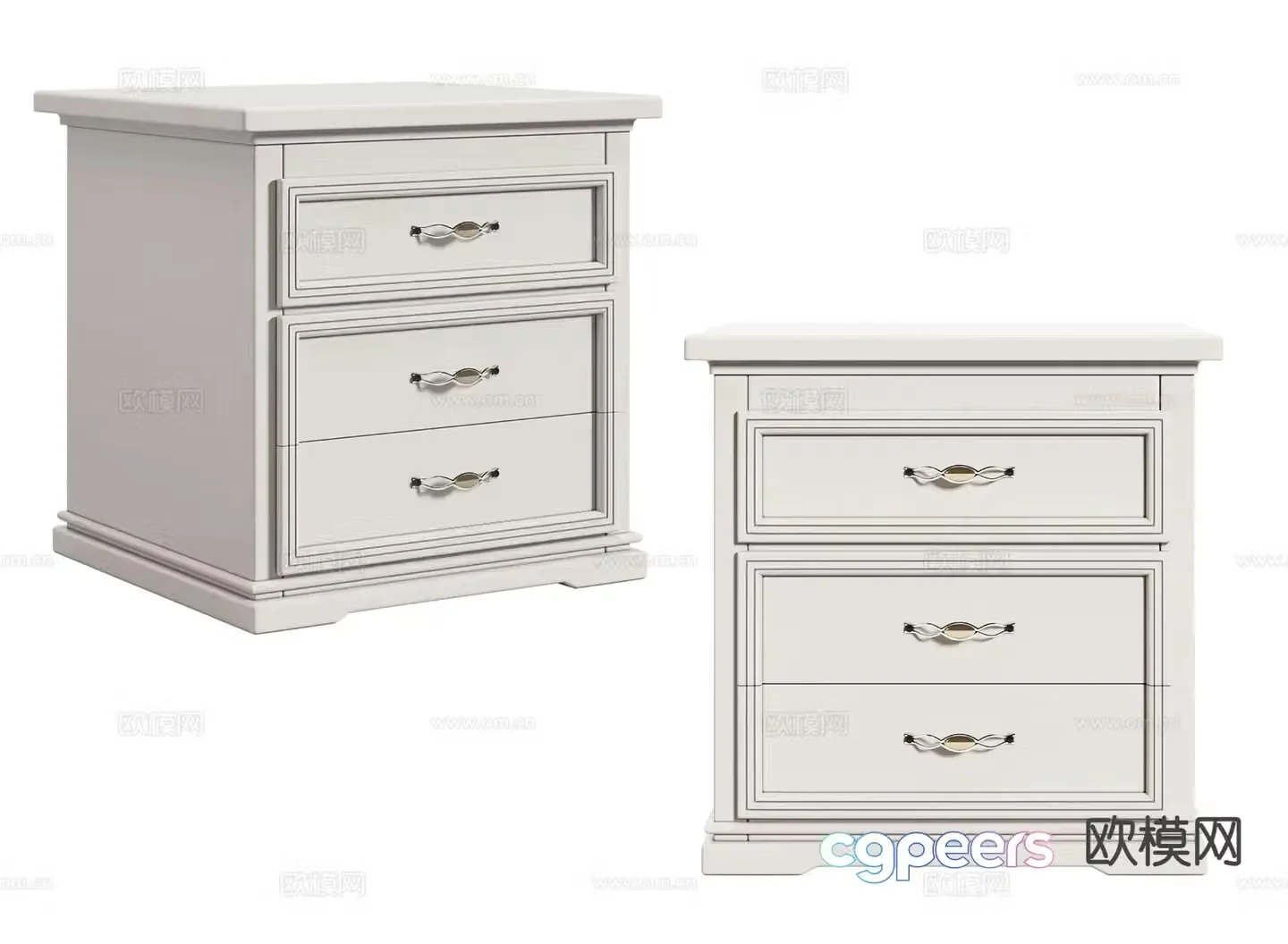 Simple European bedside table 3d model