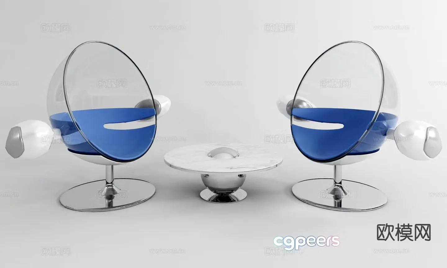 Modern leisure table and chairs 3d model