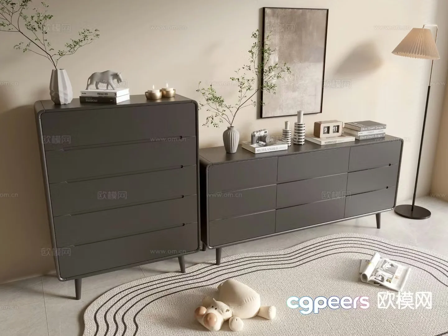 Modern black cabinet entrance cabinet drawer cabinet 3d model