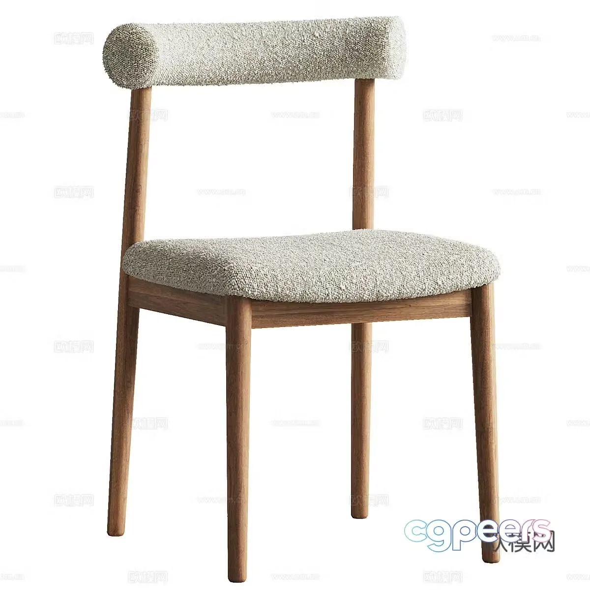 New Chinese style fabric wooden single chair 3D model