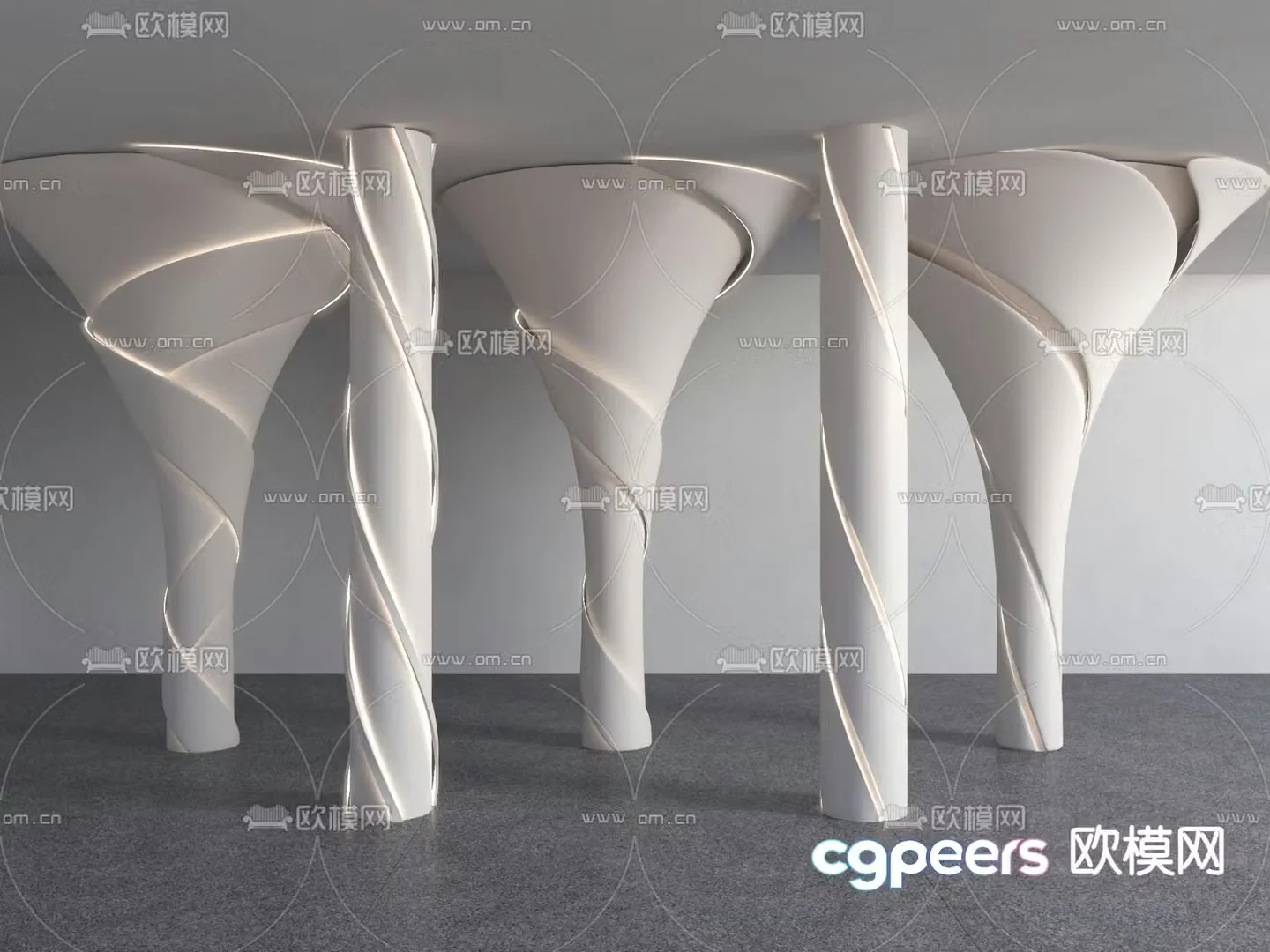 Modern shaped columns Spiral columns Decorative columns 3D model