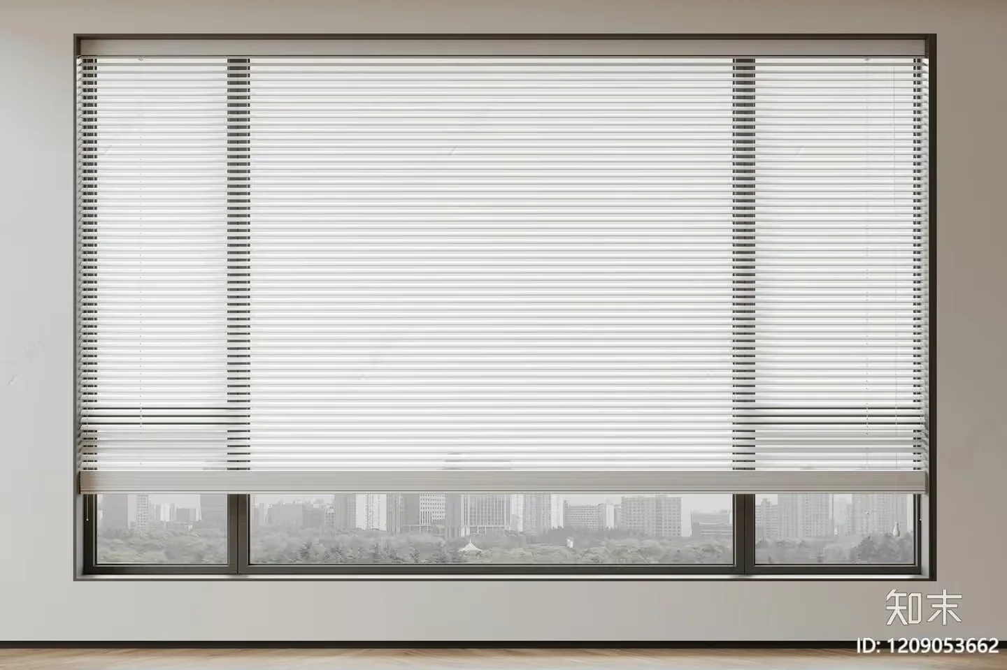 A Large Window With White Blinds 3D Model – 20996 – VRAY Render