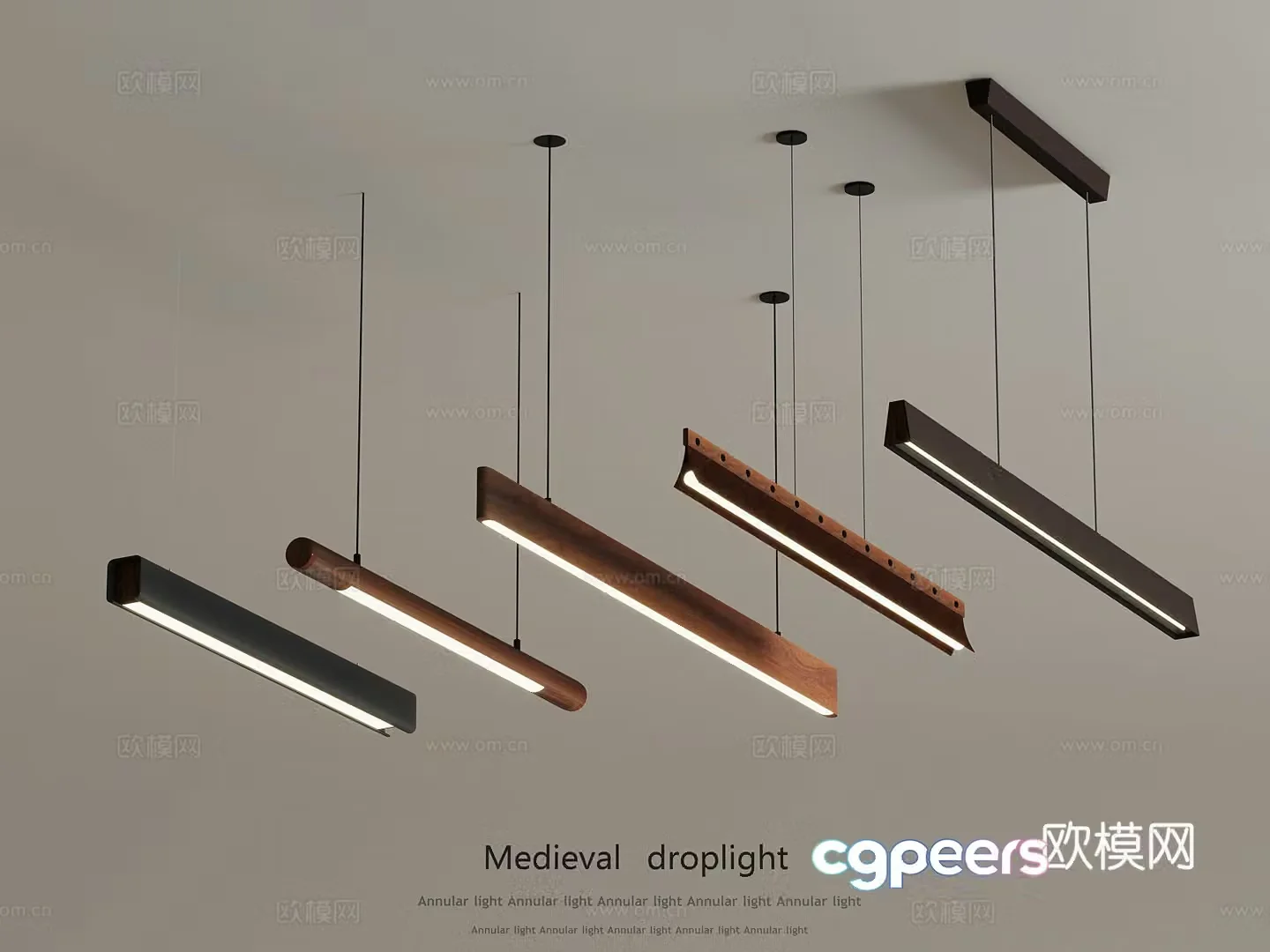 3D model of medieval long chandelier