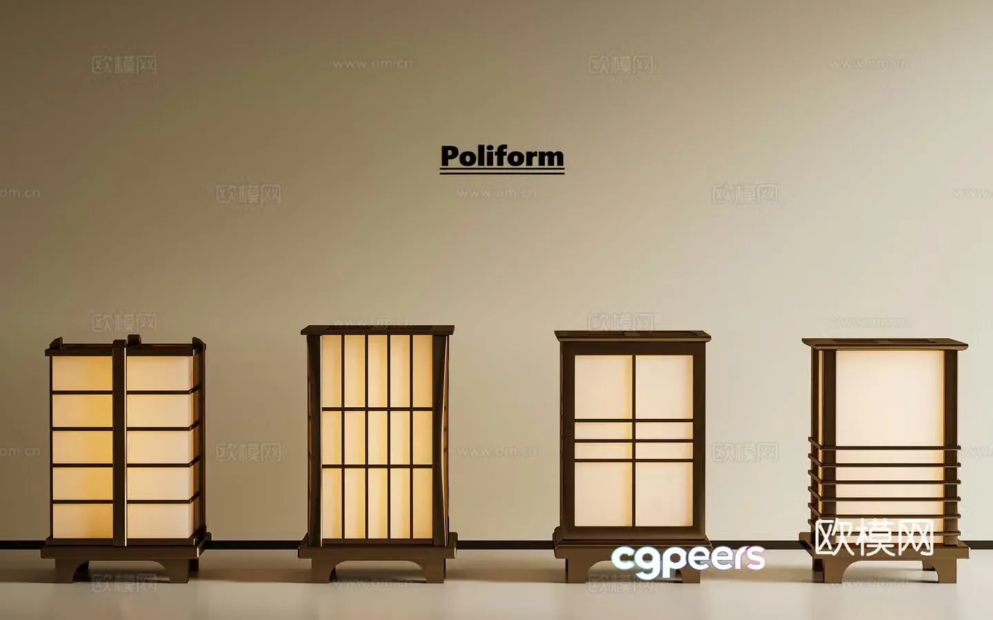 New Chinese style Chinese style floor lamp courtyard floor lamp outdoor floor lamp landscape lamp Japanese style gold 3D model