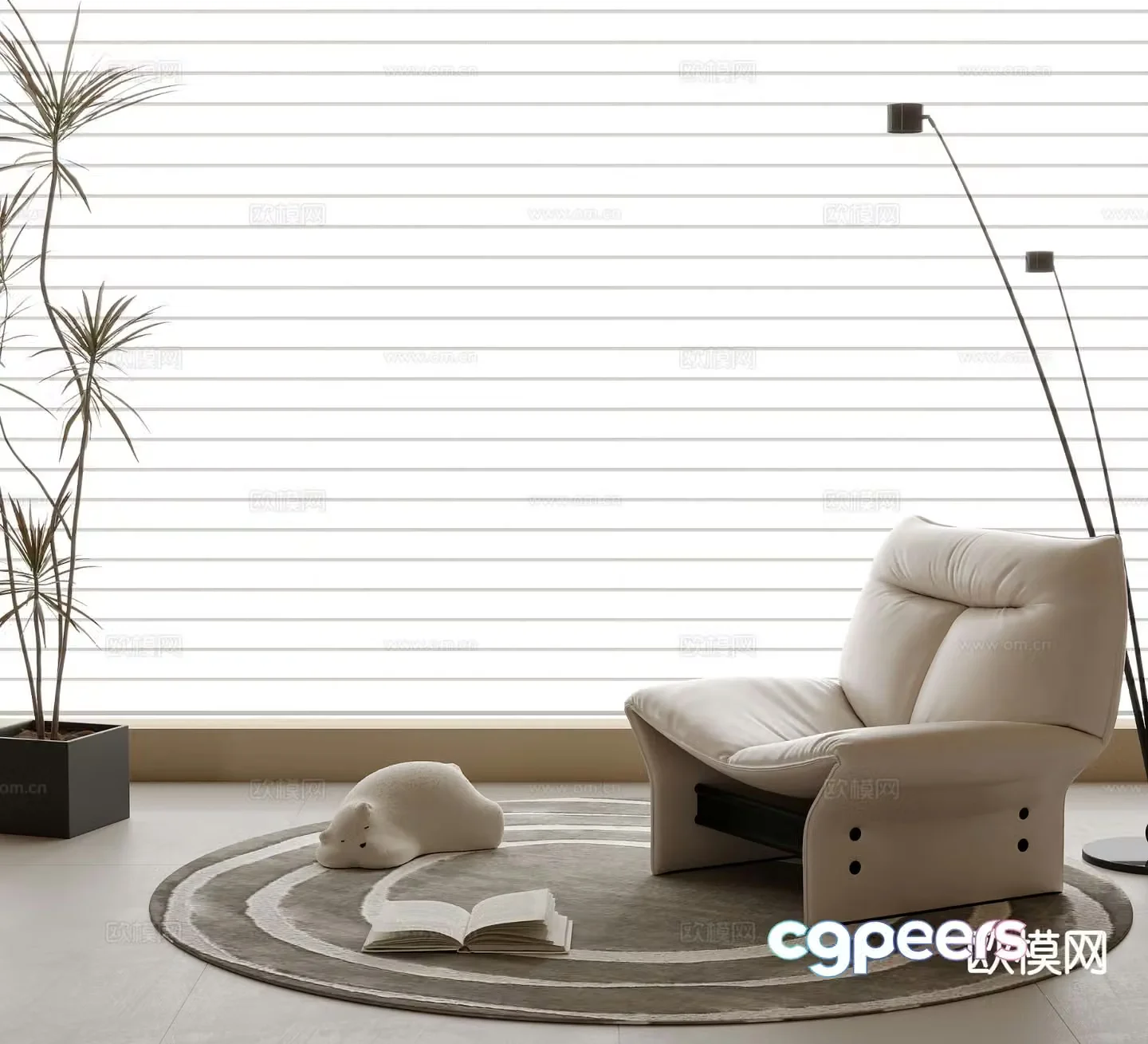 Modern single sofa leisure sofa 3d model