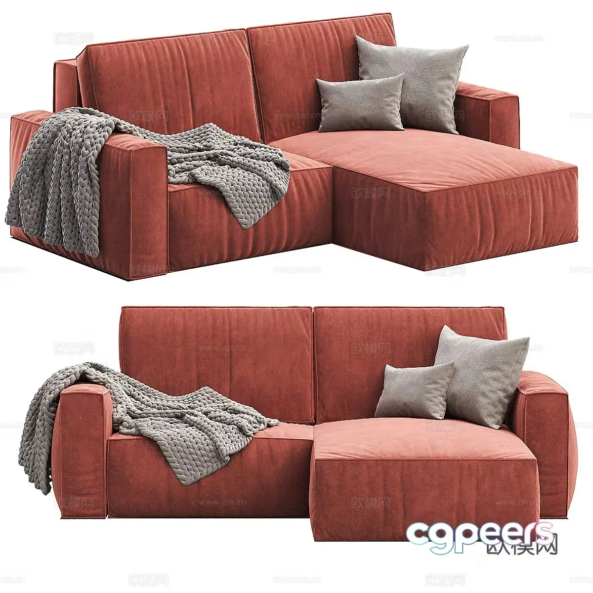 Double sofa arm sofa 3d model