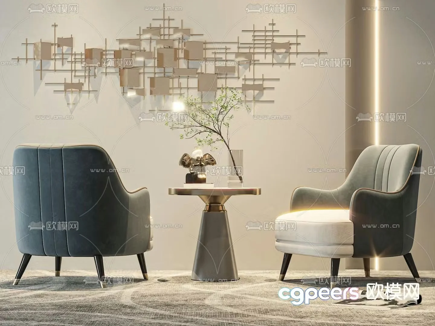 Light luxury chair leisure chair sofa chair 3d model