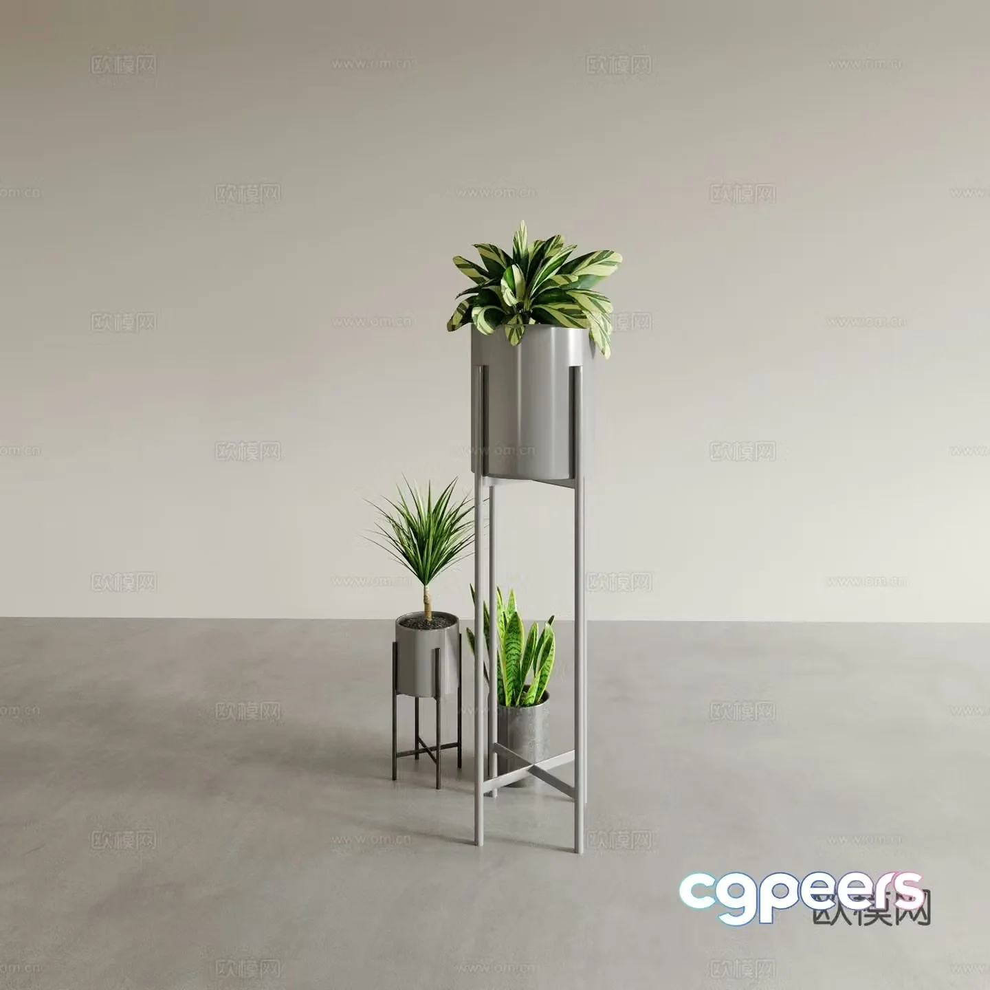 Green plant pot potted plant flower stand 3d model