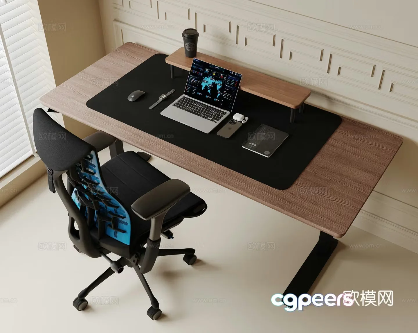 Modern desk and chair 3d model
