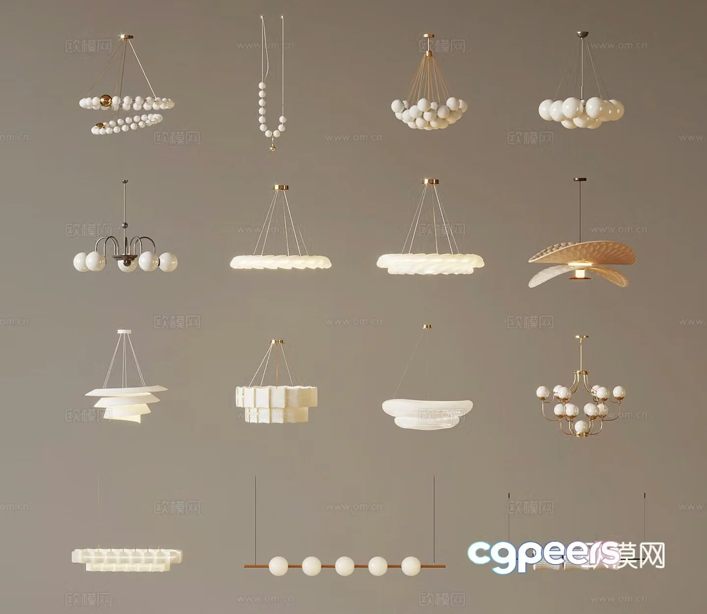 Modern Chandelier Creamy Chandelier 3d Model