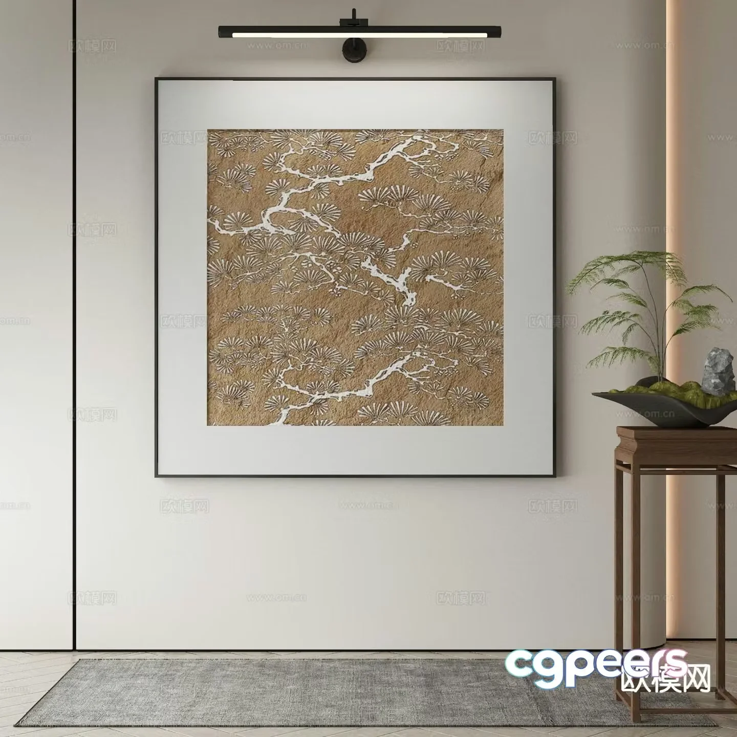 New Chinese style art painting texture painting decorative painting 3D model