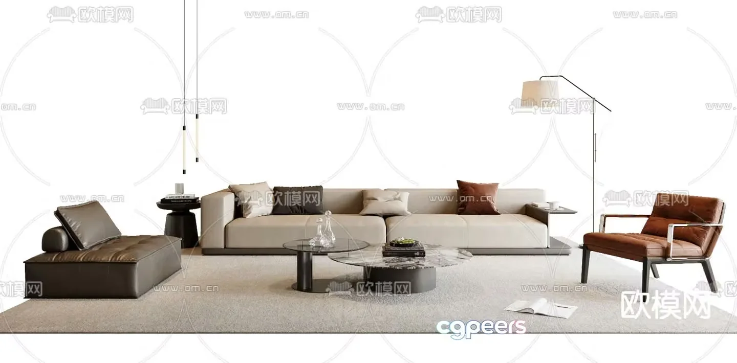 Italian sofa modular sofa 3d model