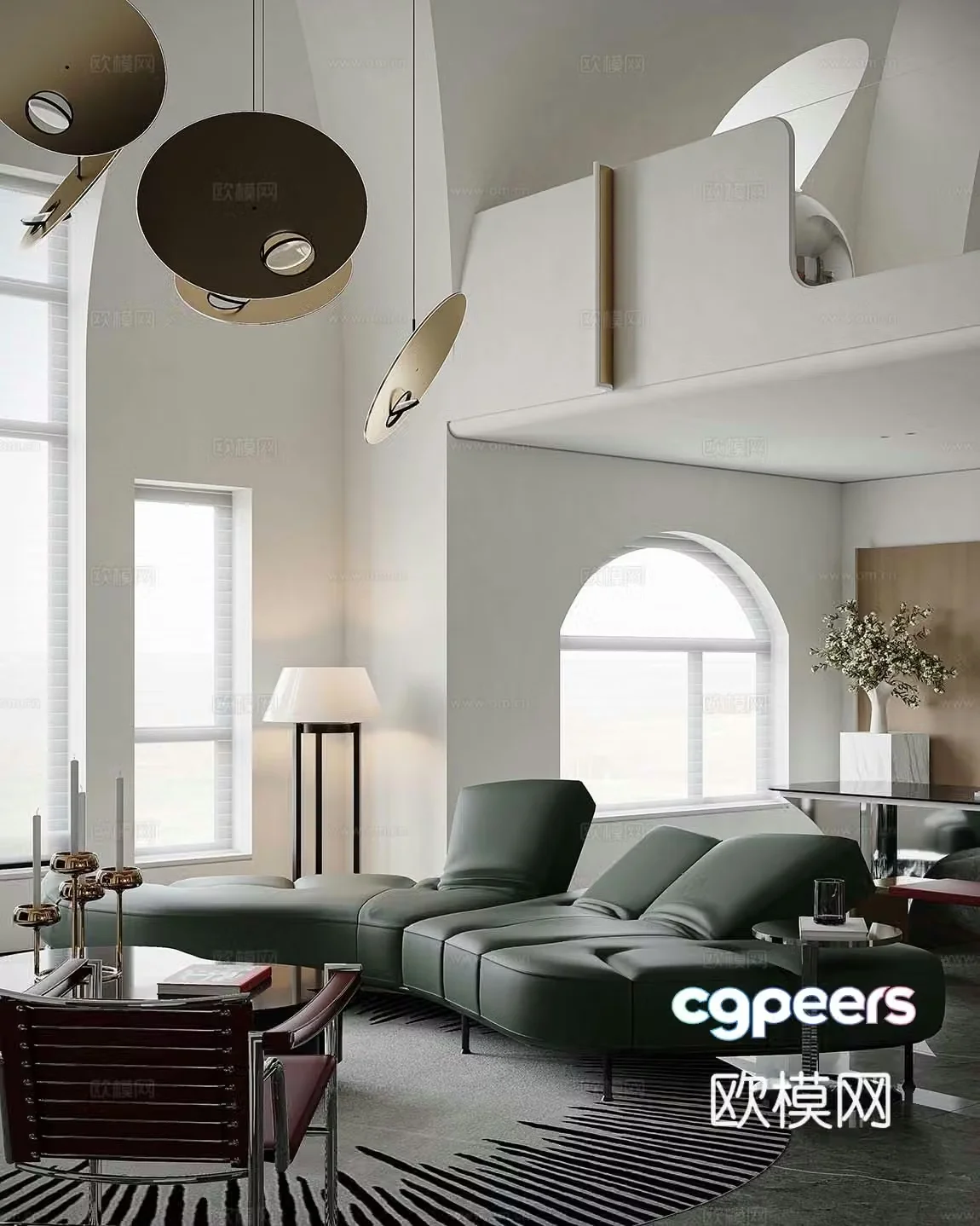 Modern modular sofa curved sofa 3d model