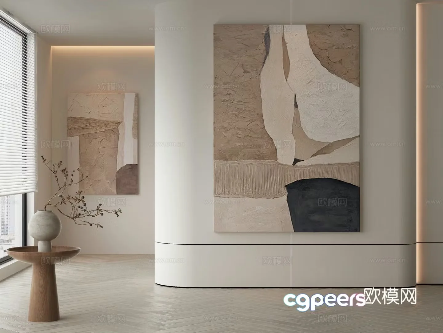 Modern decorative painting texture painting hanging painting 3d model