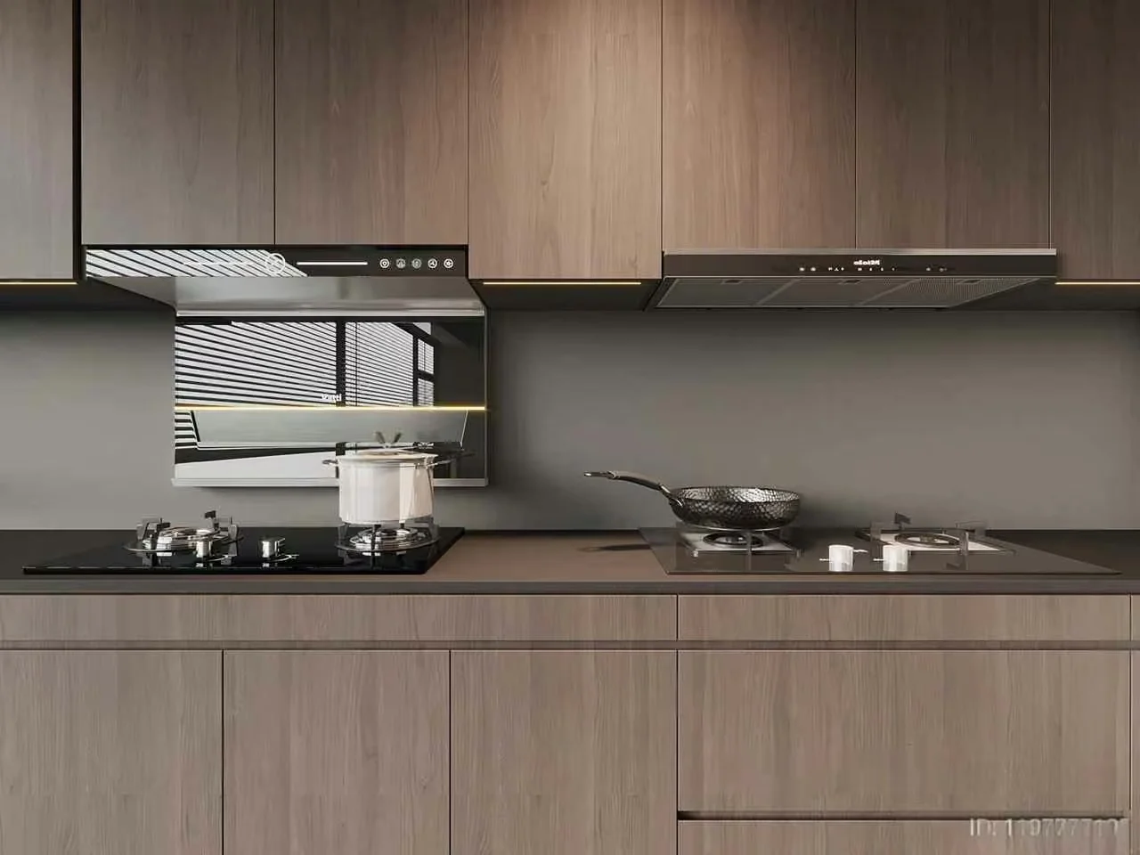 Modern Kitchen With Wooden Cabinets 3D Model – 7337 – VRAY Render