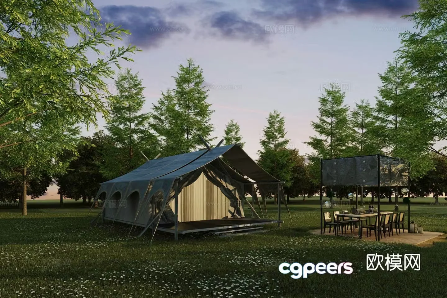 Modern campsite 3d model
