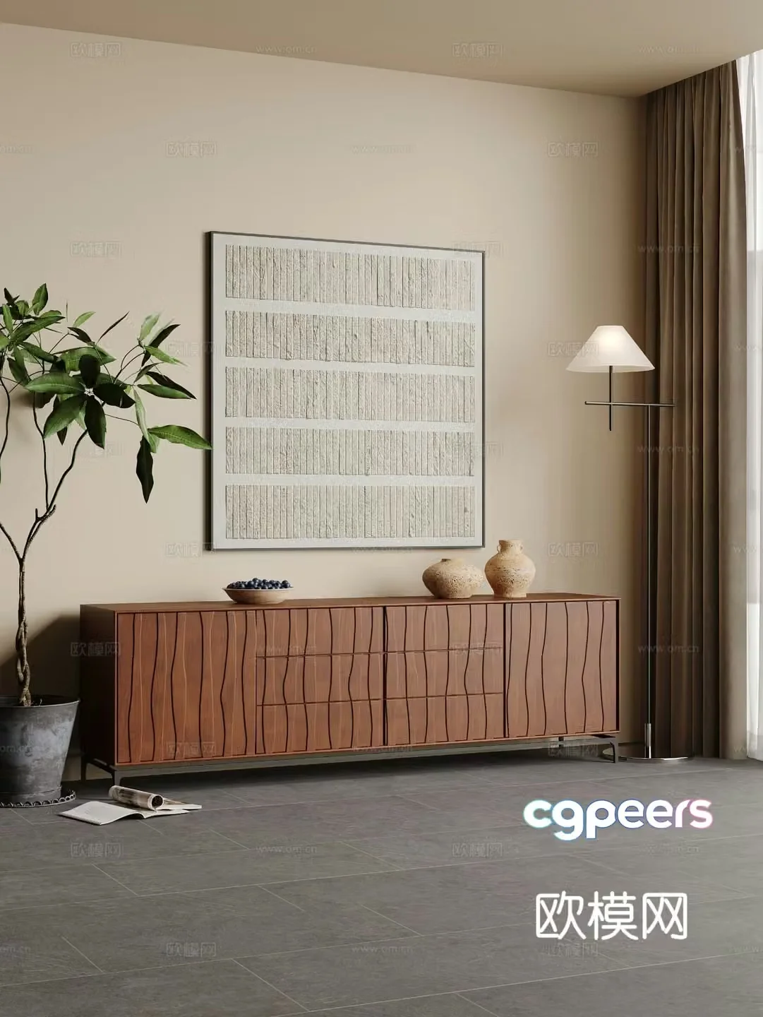 Medieval style TV cabinet 3D model
