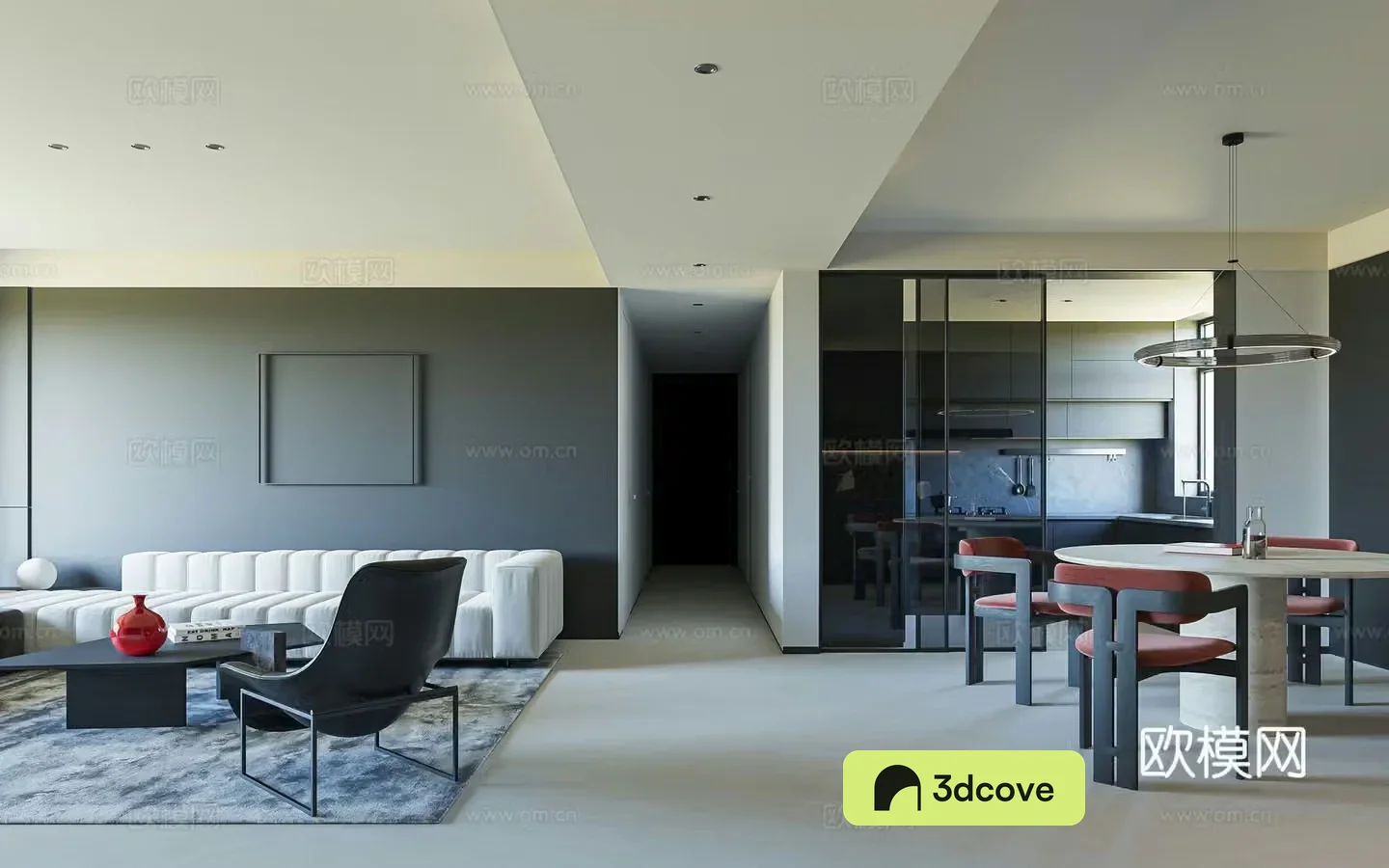 Modern Italian horizontal hall vertical hall high-end gray large flat layer black and white gray without main light