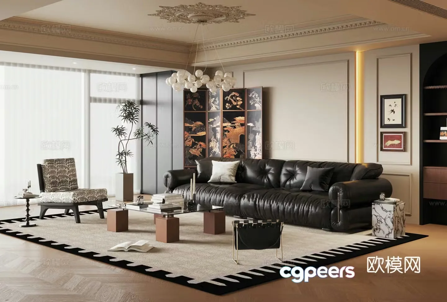 French retro living room 3d model