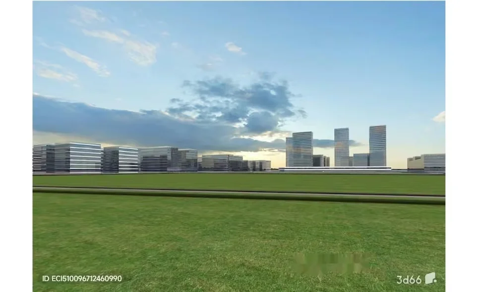 Cityscape With Grassy Field 3D Model – 17099 – VRAY Render