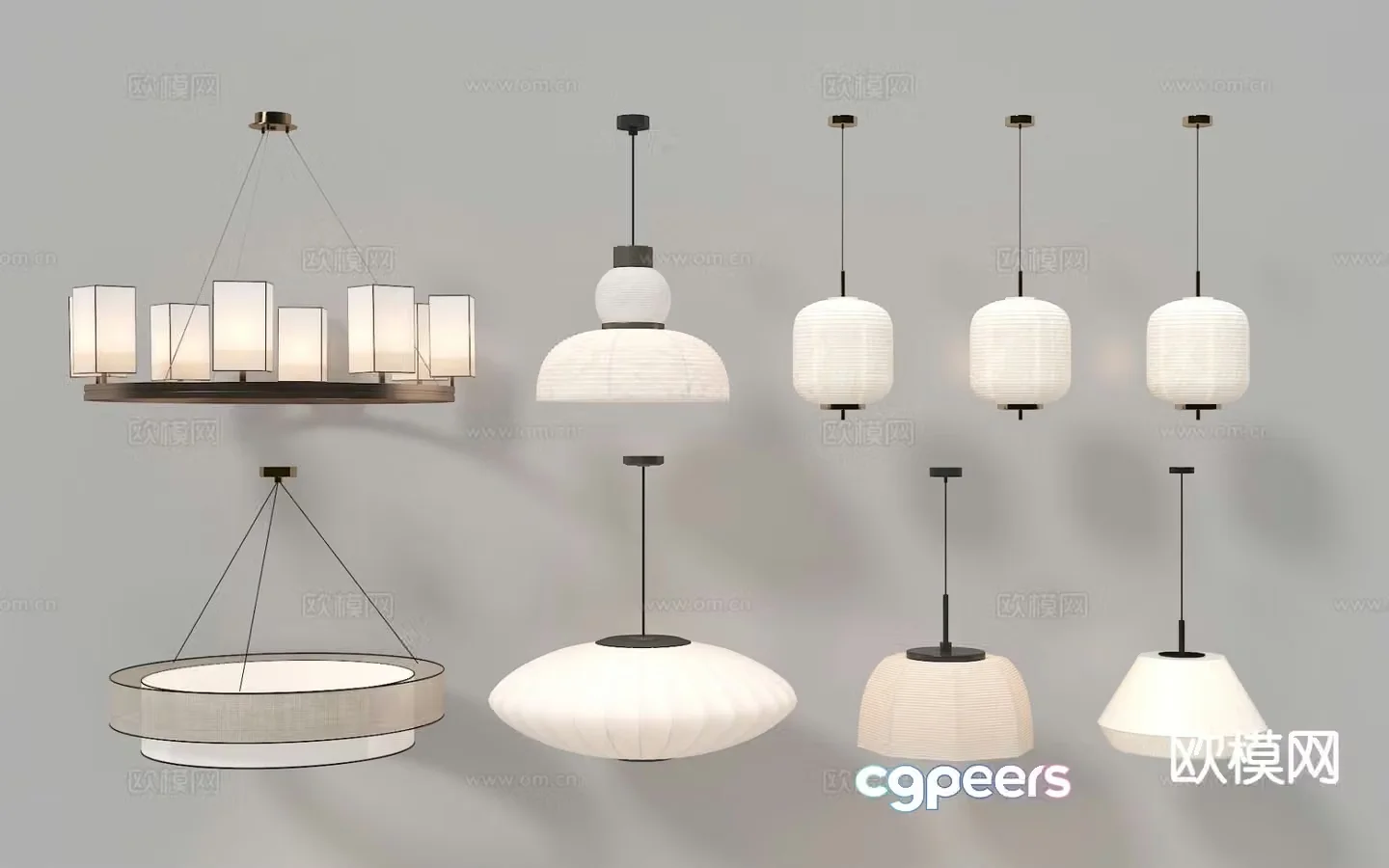 New Chinese style chandelier lantern 3d model