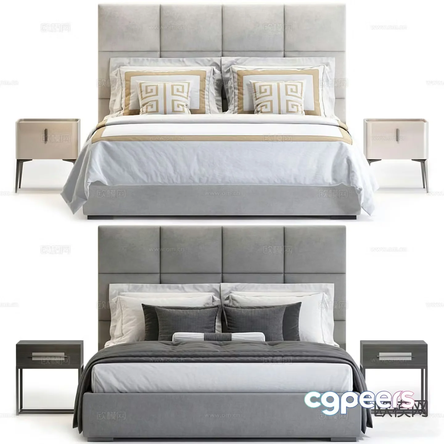 Modern double bed 3d model
