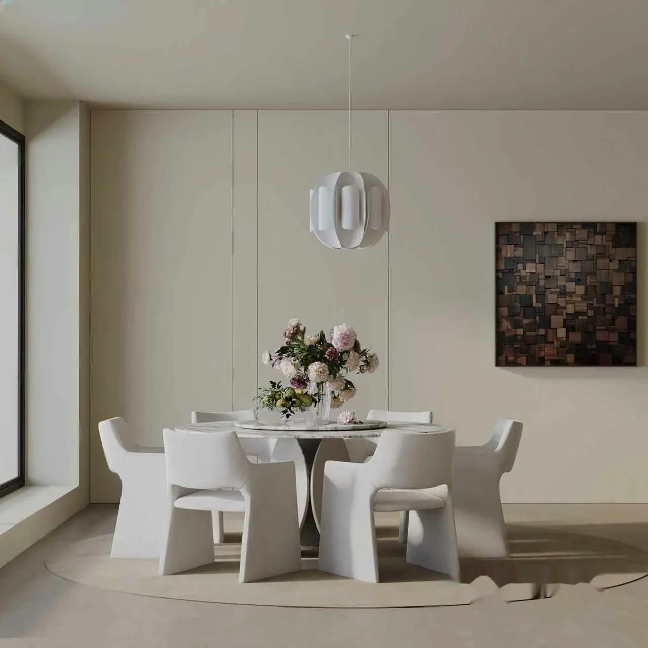 Modern White Dining Room 3D Model – 4265 – VRAY Render