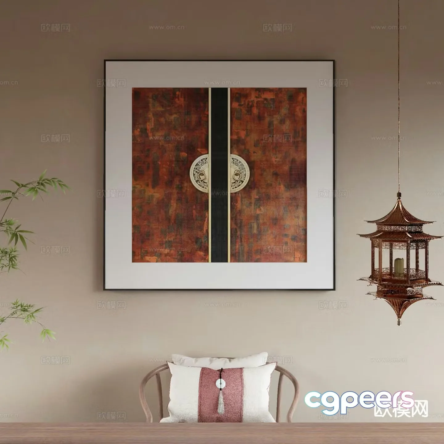 New Chinese style decorative painting art painting hanging painting 3d model