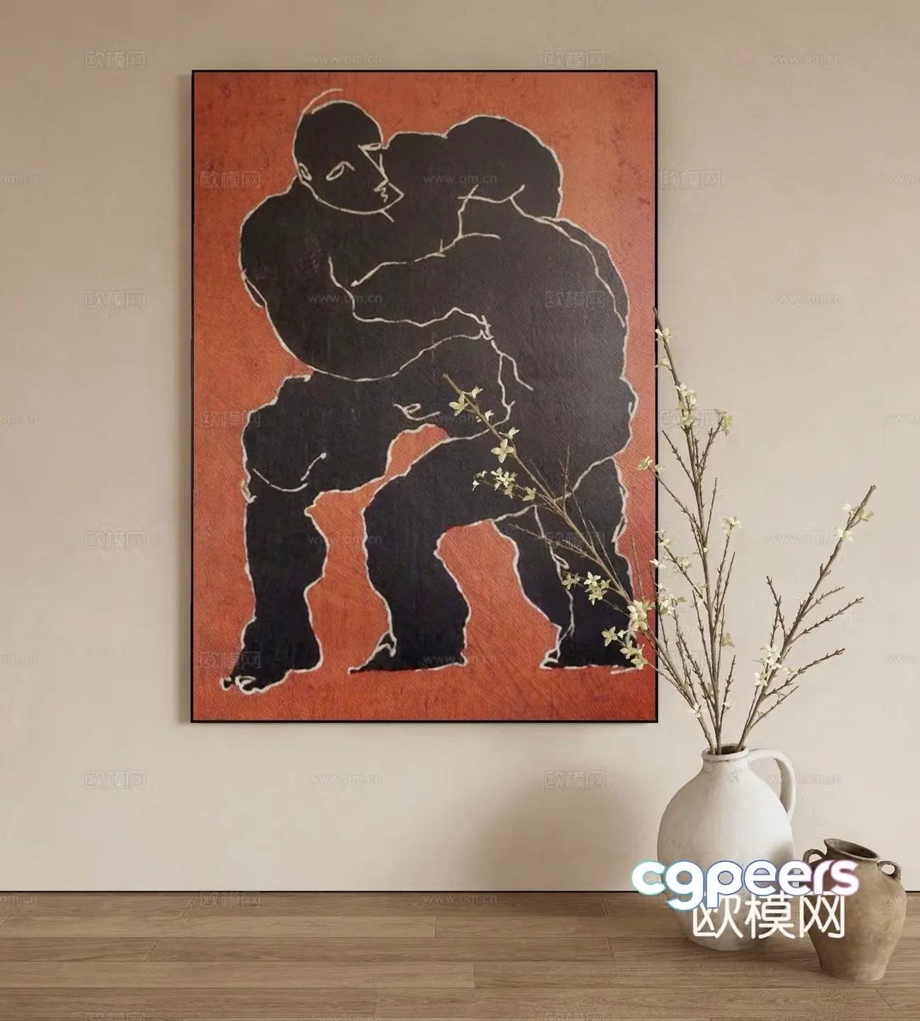 Modern decorative painting abstract hanging painting sumo painting 3d model