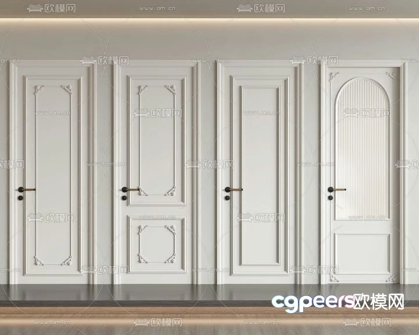 French doors bedroom doors swing doors 3D model