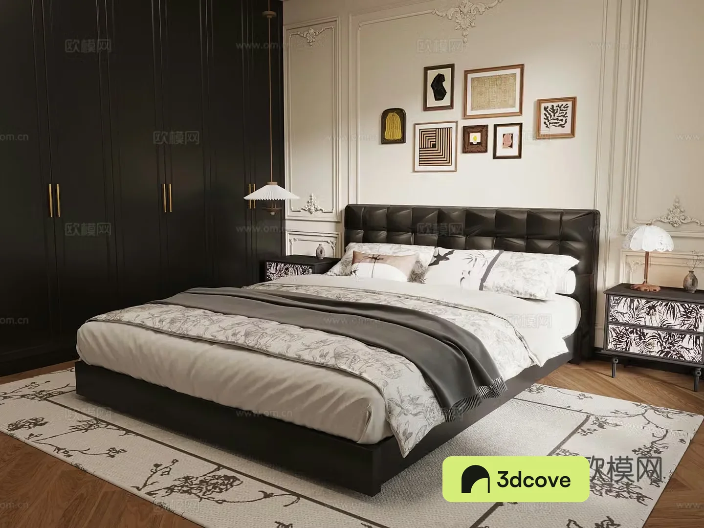Bedroom French bedroom Double bed Wardrobe Bedside table