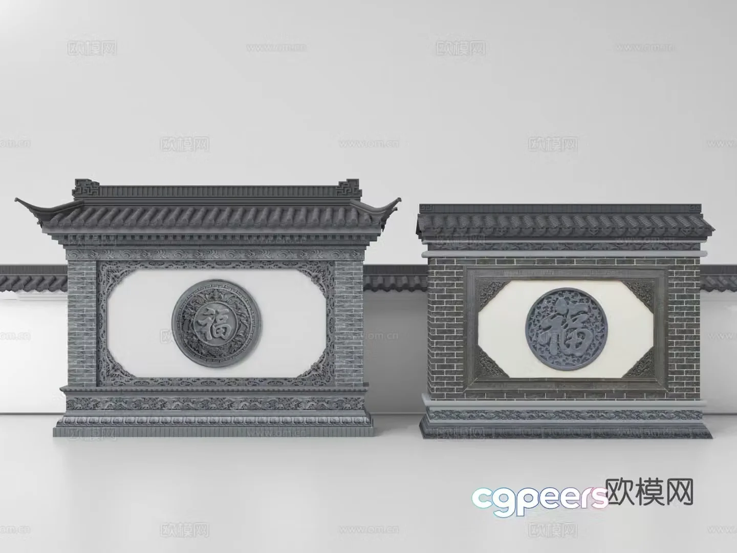 Chinese style fence landscape wall courtyard wall 3d model