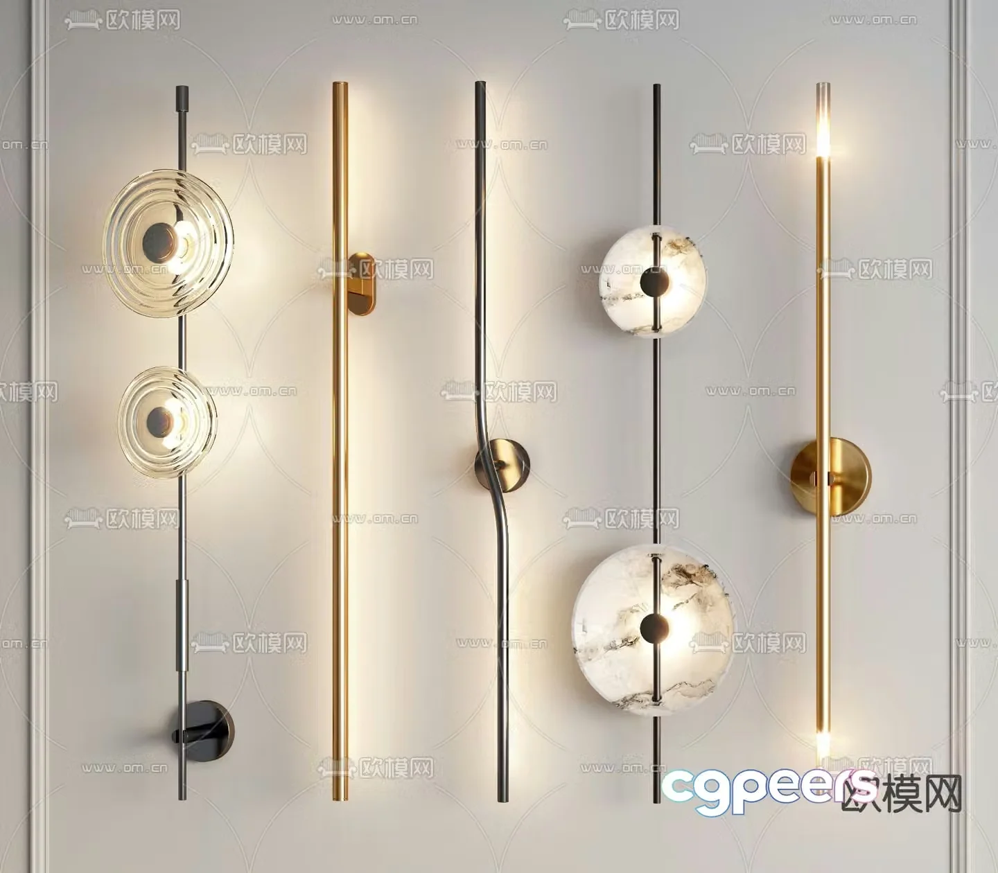Light luxury wall lamp strip wall lamp 3d model