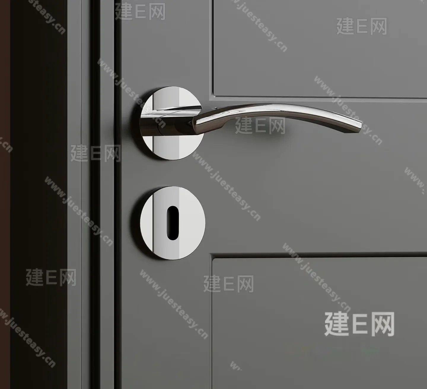 A Silver Door Handle 3D Model – 5138 – VRAY Render