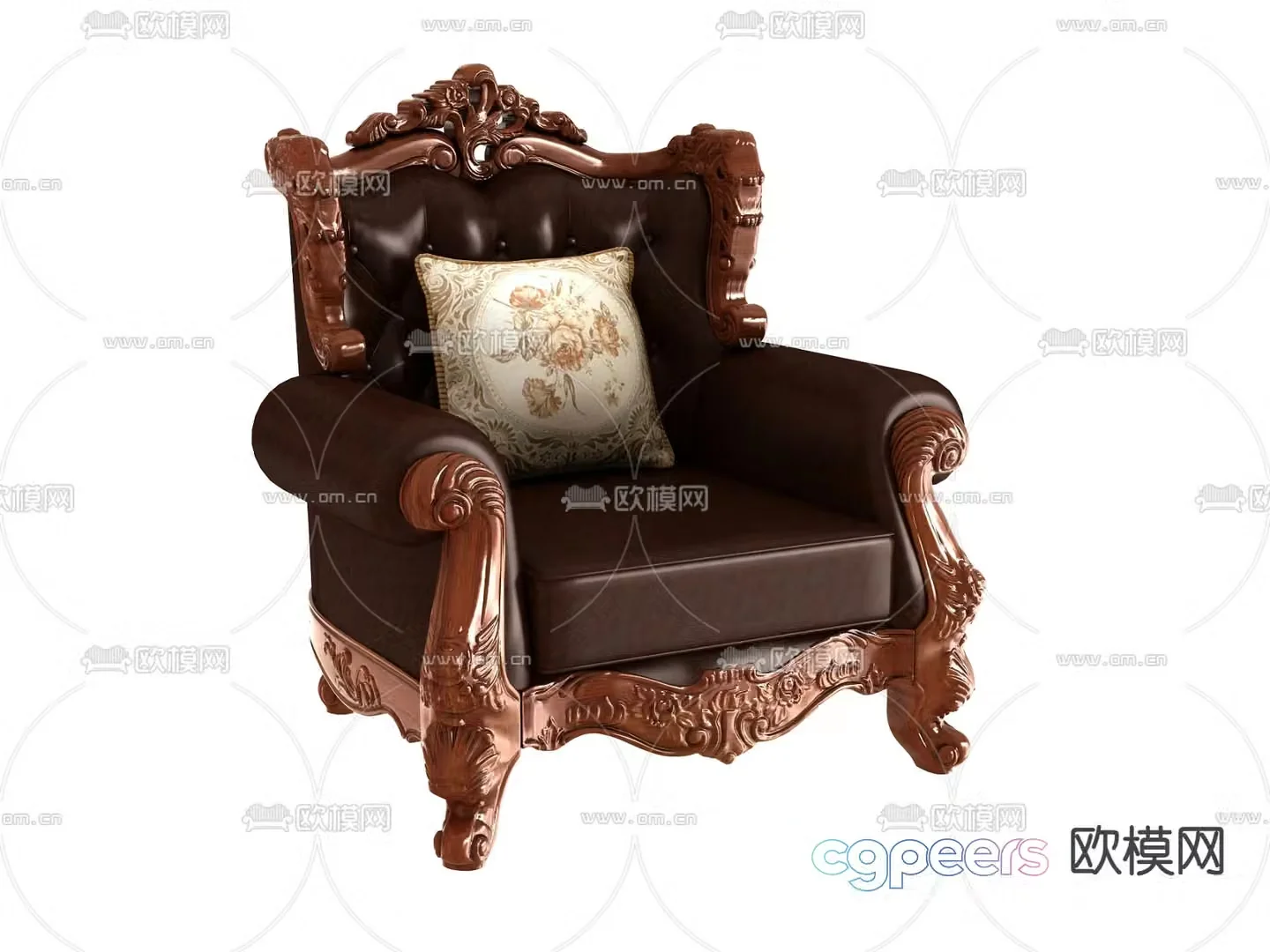 European style single sofa 3d model