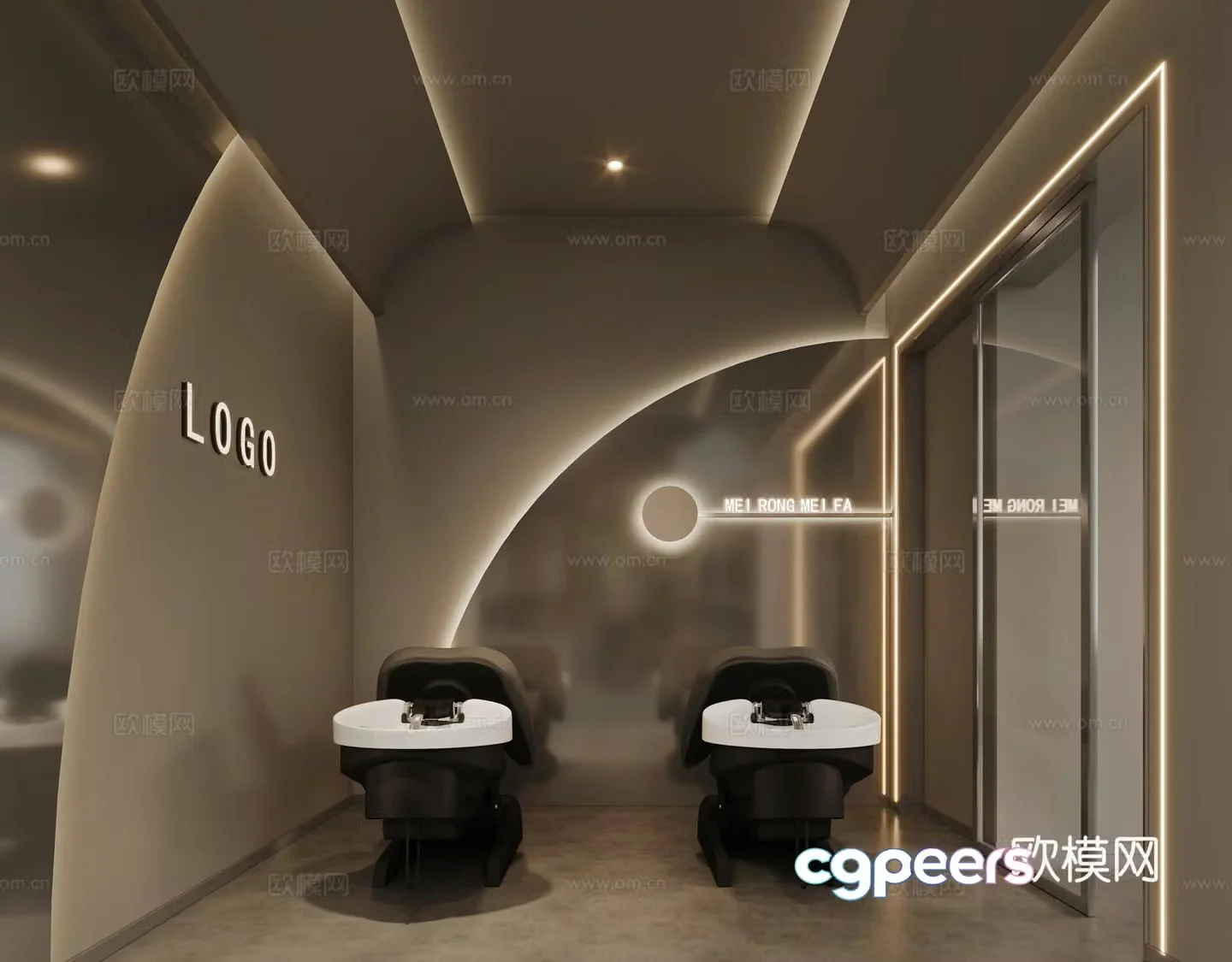Modern barber shop 3d model