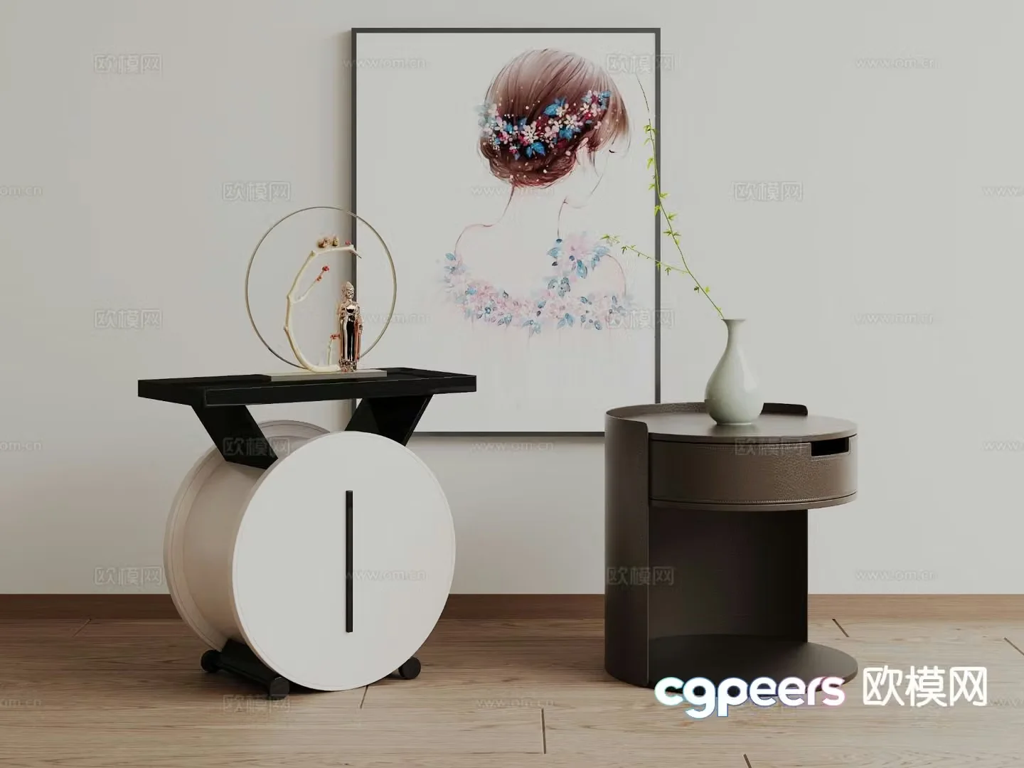 Stylish bedside table 3d model