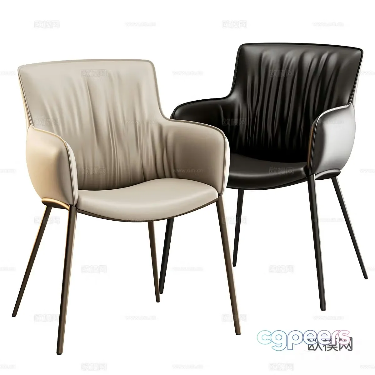 Leather dining chair Leather dining chair Leather single chair Leather single chair Leather casual chair Leather backrest 3D model