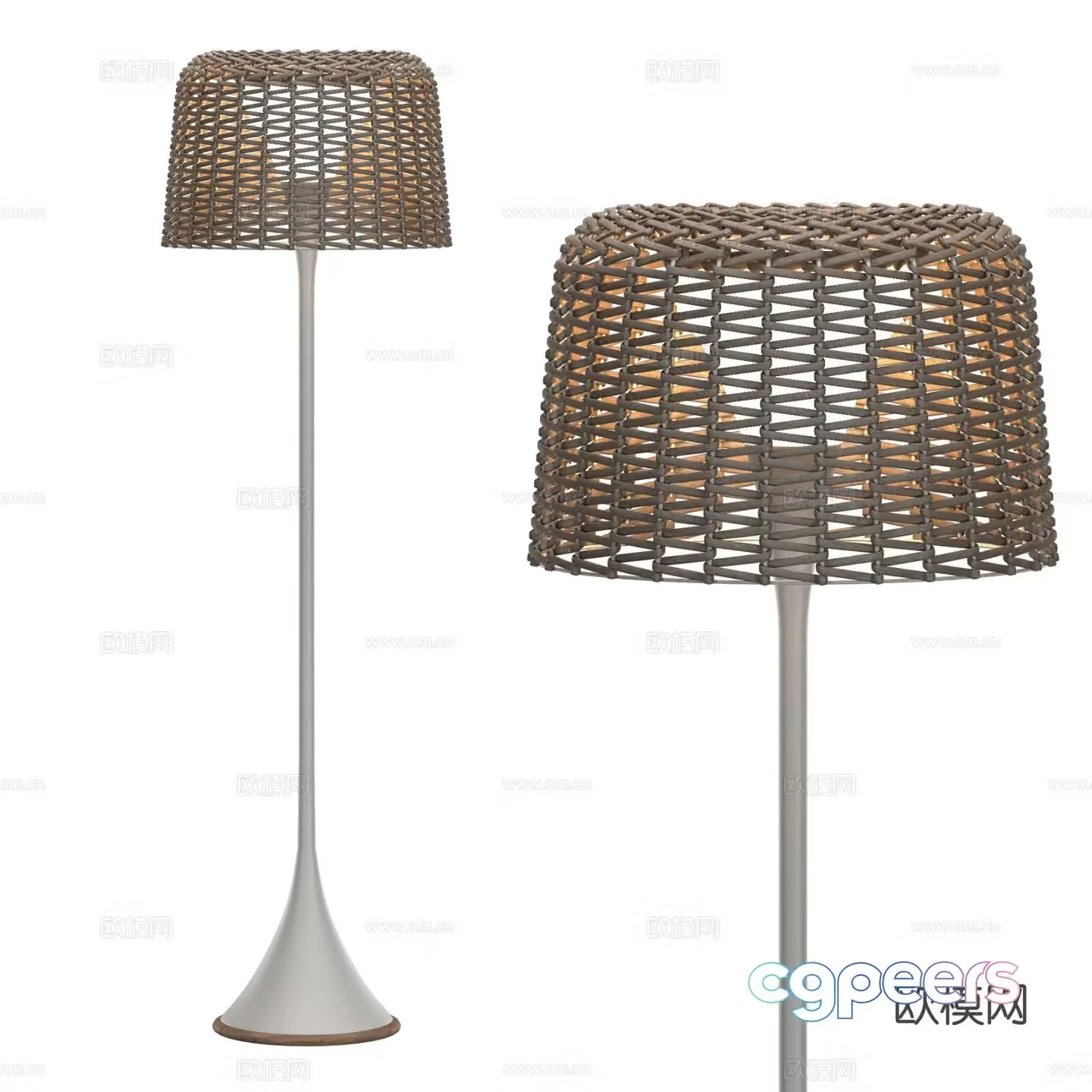 Ambient rattan floor lamp 3d model